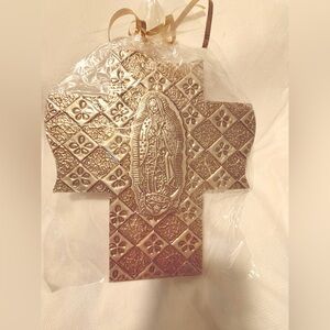 Guadalupe Virgen Gold Religious Cross Wall Decor
